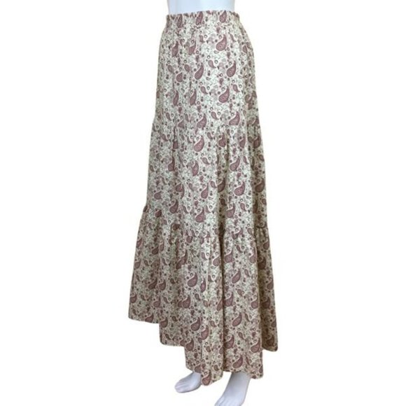 The Westside Skirt Maxi Printed Paisley  Ruffle Details Sz L Red Dark Color g24 - Picture 4 of 7